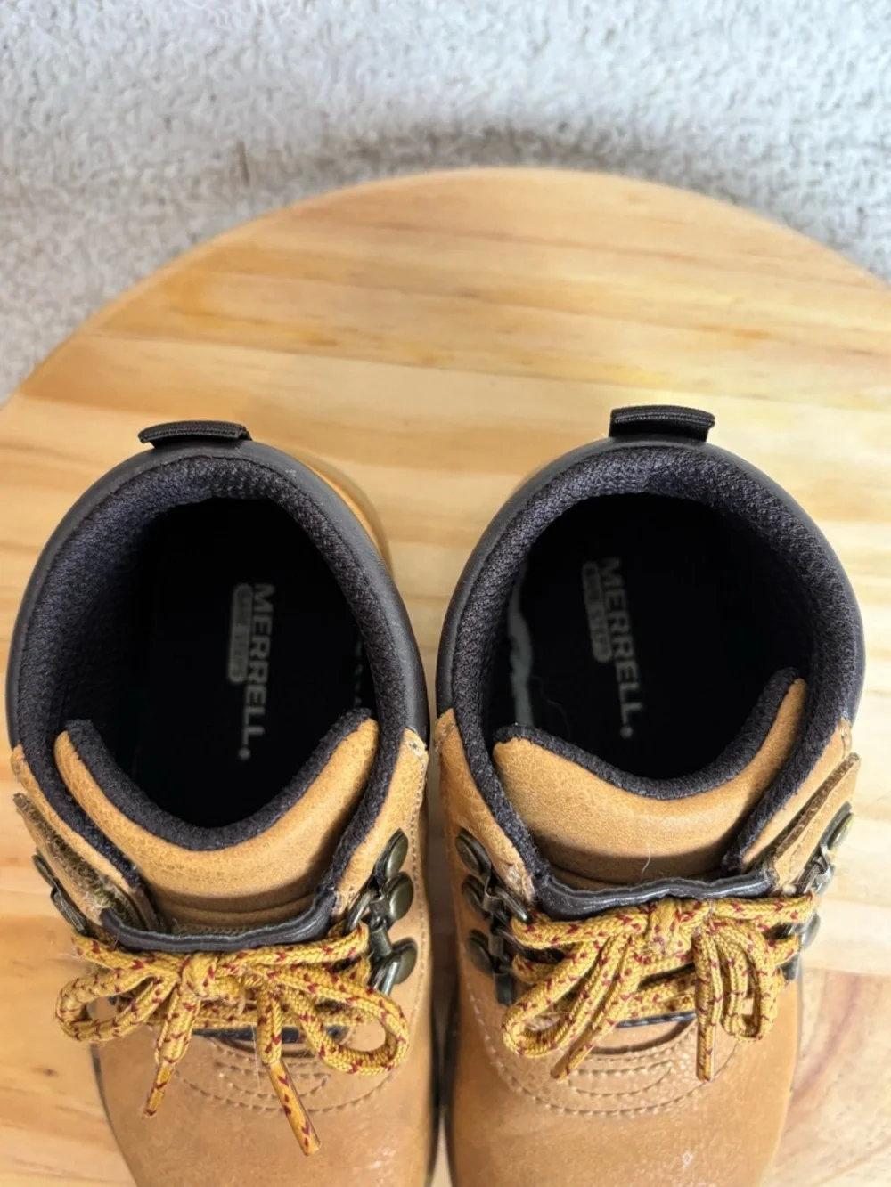 Merrell Boots Toddler 8M Bare Steps 2.0 Leather Hook and Loop in Brown